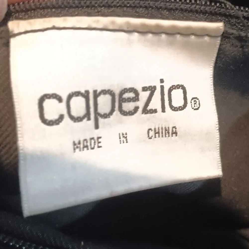 Vintage Capezio Herringbone Canvas Shoulder Bag-Adjustable Straps-Black-Gray